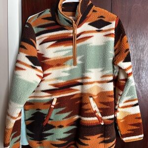 Wrangler Brown and Orange Fleece Pullover